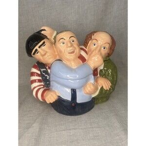 The Three Stooges Cookie Jar Larry, Moe, & Curly Clay Art 1997 Ceramic Vintage